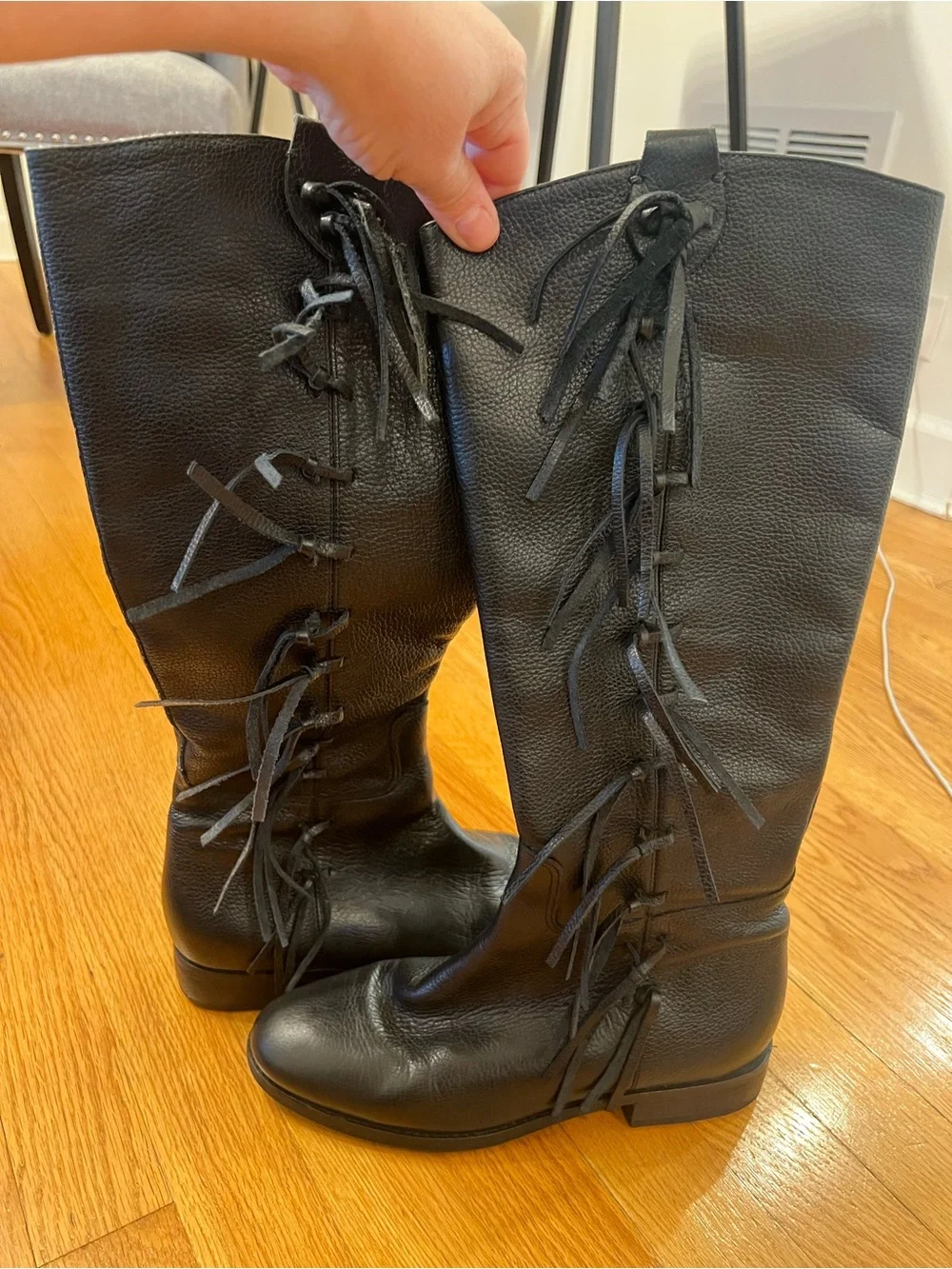 Matisse Ramsey leather fringe Riding Boots Black made in Brazil